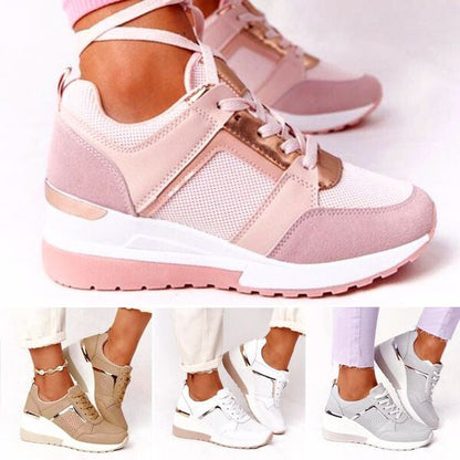 Women's Wedge Sneakers with Metallic Trim