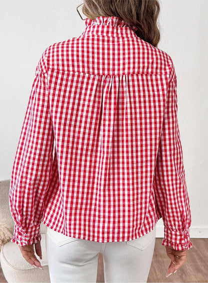 Frieda | Women's checkered ruffled shirt 1