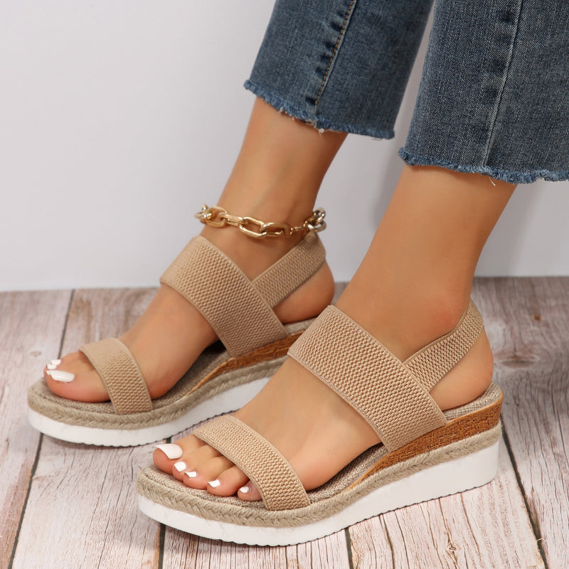Women's Elastic Strap Woven Platform Sandals