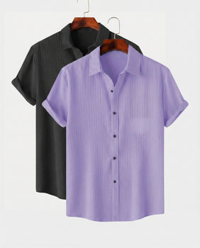 Black & Lavender Colour Short Sleeve Shirt Combo