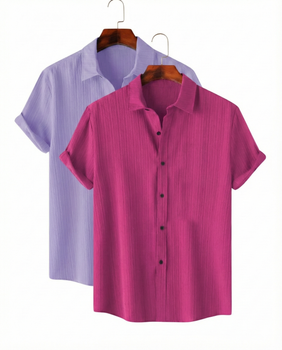 Lavender & Melon Colour Short Sleeve Shirt Combo