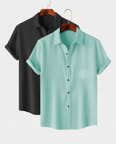 Black & Faded Colour Short Sleeve Shirt Combo