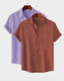 Lavender & Orange Colour Short Sleeve Shirt Combo