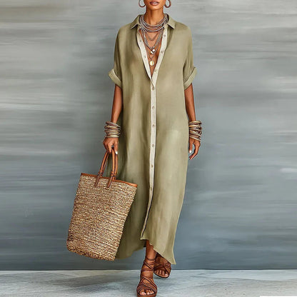 Gemma Linen Long Shirt Sundress 0