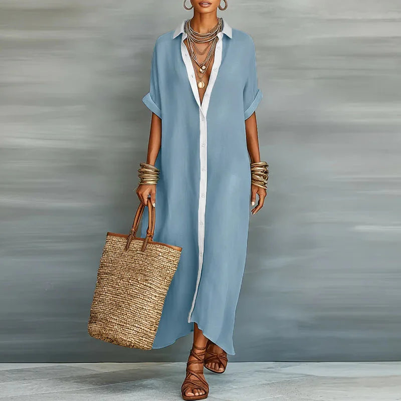 Gemma Linen Long Shirt Sundress 6