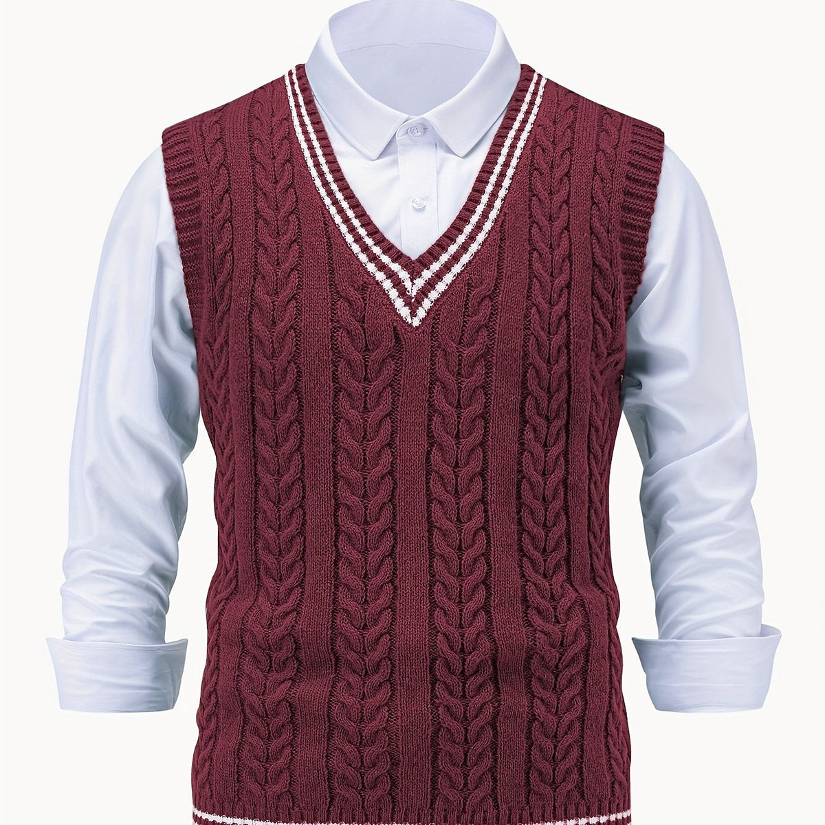 Gideon | Cable-Knit V-Neck Sweater Vest 10