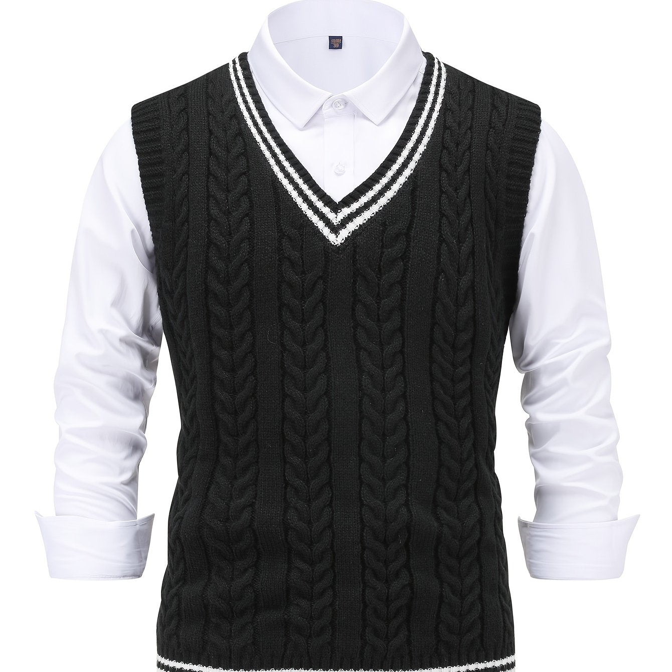 Gideon | Cable-Knit V-Neck Sweater Vest 11