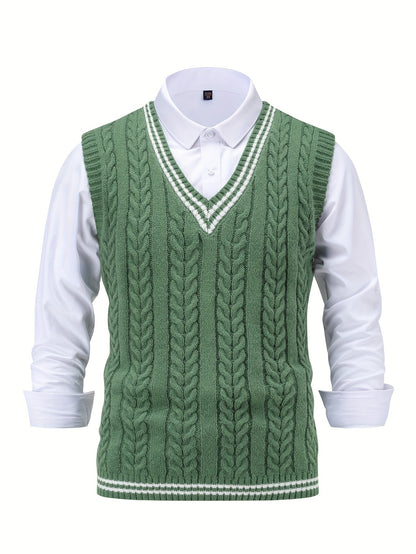 Gideon | Cable-Knit V-Neck Sweater Vest 8