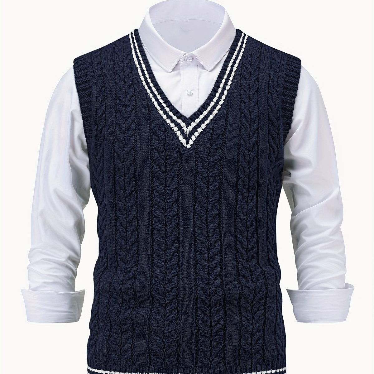 Gideon | Cable-Knit V-Neck Sweater Vest 9
