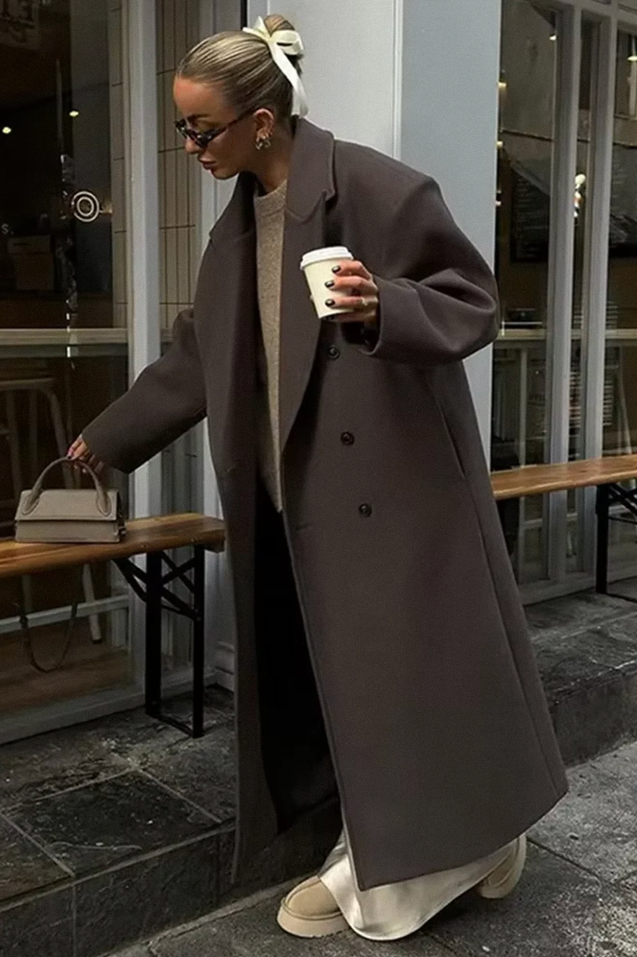 Gudrun | Women's double-breasted lapel collar wool coat 1