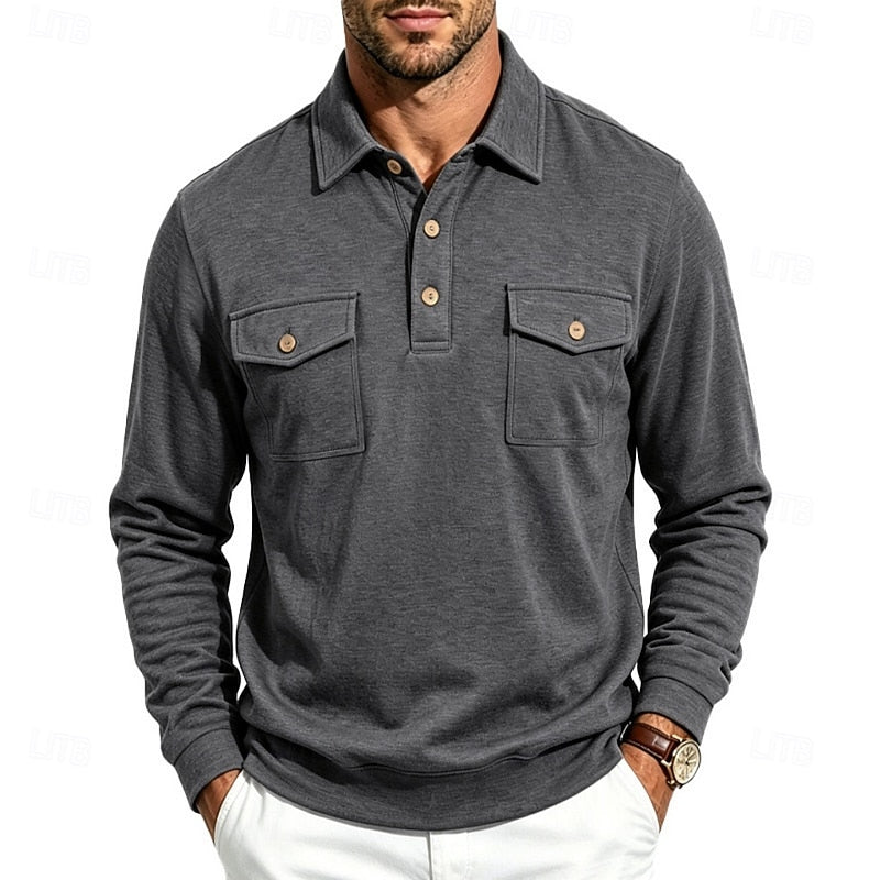 Harold | Refined Long-Sleeve Pocket Polo Shirt 1