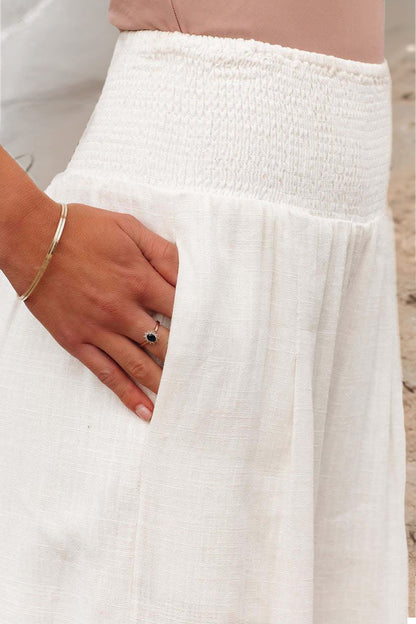 Women's High Waist Wide Leg Pants with Shirred Waistband