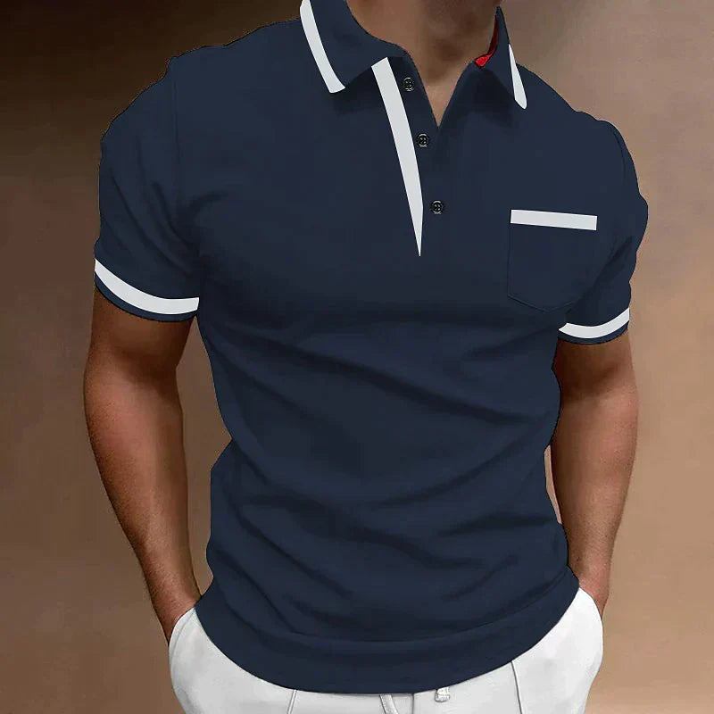 Men's Slim Fit Short Sleeve Polo Shirt with Contrast Trim