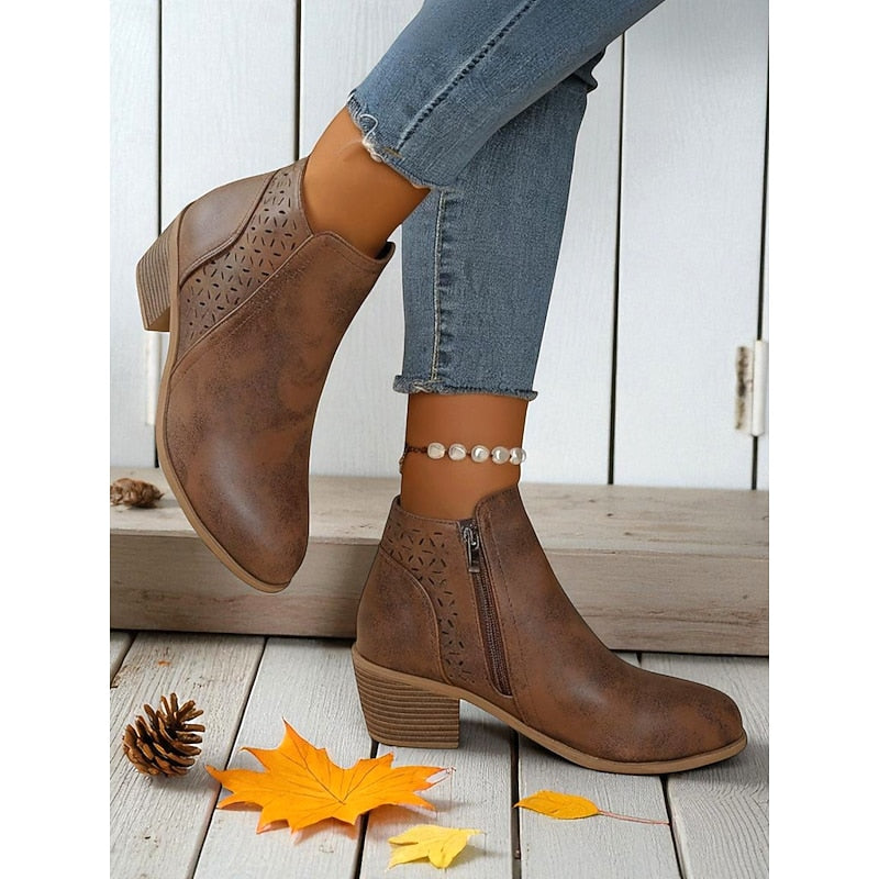 Hollis | Cutout Low-Heel Ankle Boots 2