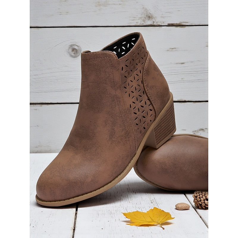 Hollis | Cutout Low-Heel Ankle Boots 3