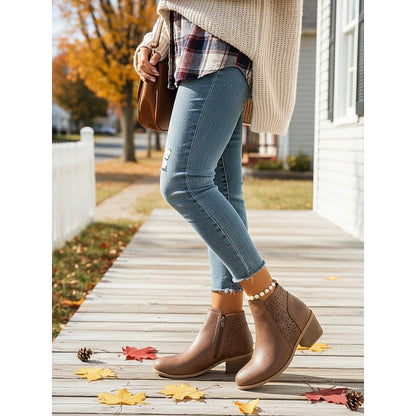 Hollis | Cutout Low-Heel Ankle Boots 5