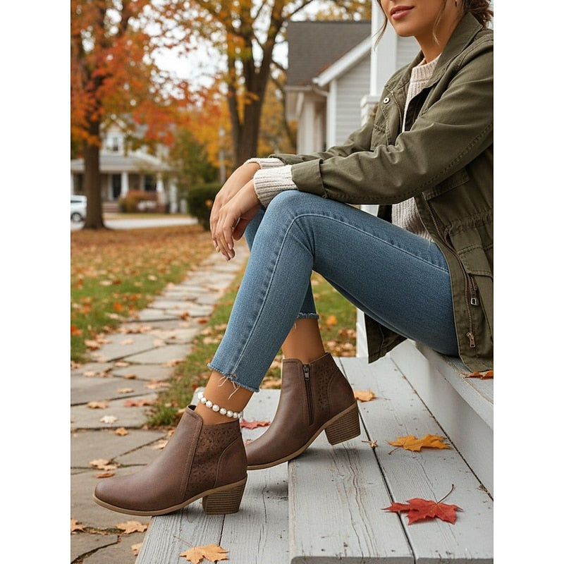 Hollis | Cutout Low-Heel Ankle Boots 6