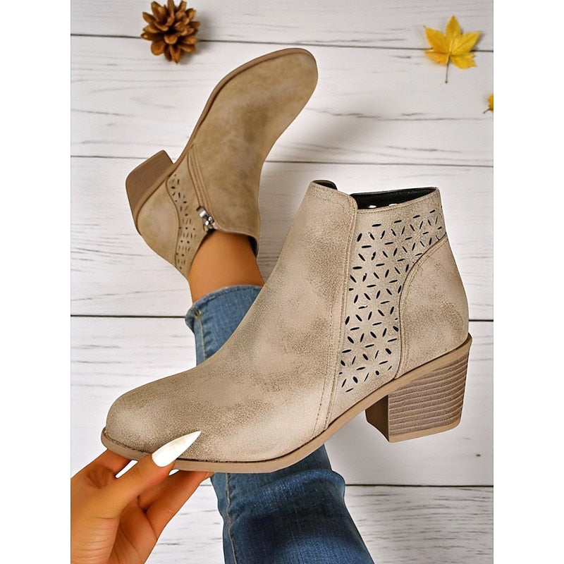 Hollis | Cutout Low-Heel Ankle Boots 7