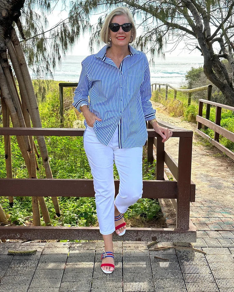 Holly | Women's Button-Down Striped Shirt 1