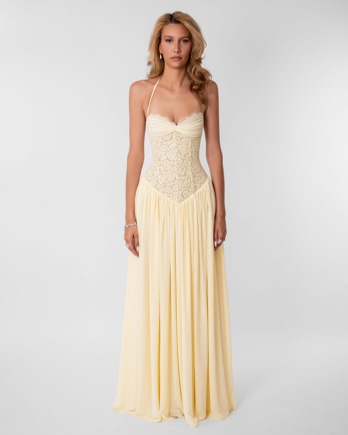 Isabella Lace Maxi Dress - Butter Yellow 0
