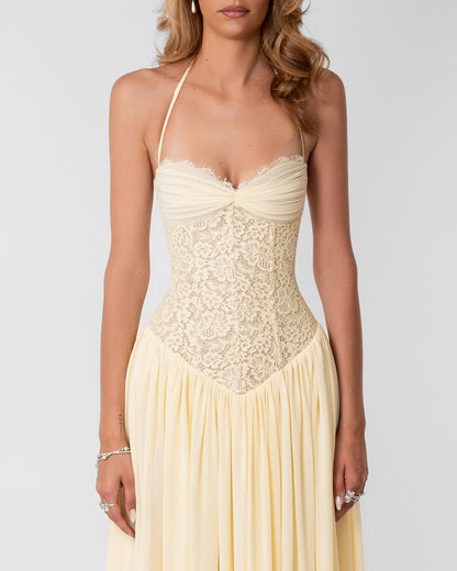 Isabella Lace Maxi Dress - Butter Yellow 1