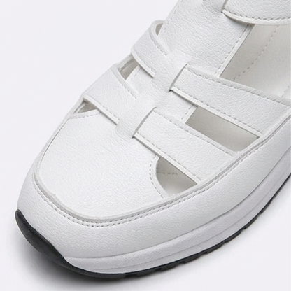 Women's Platform Sandals – Caged Straps, Zip, Cushioned Sole