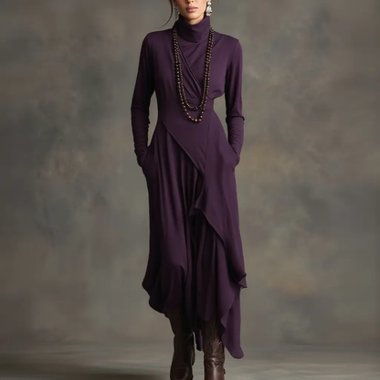 Kora Pleated Maxi Dress | Soft Breathable Fabric, High Neckline 0
