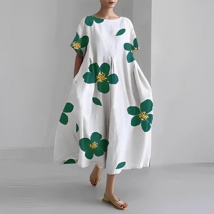 Women's Floral Short Sleeve Swing Maxi Dress