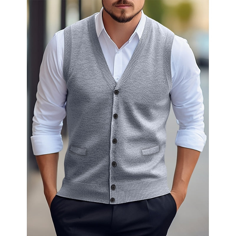 Leonard | Buttoned V-Neck Sweater Vest 1