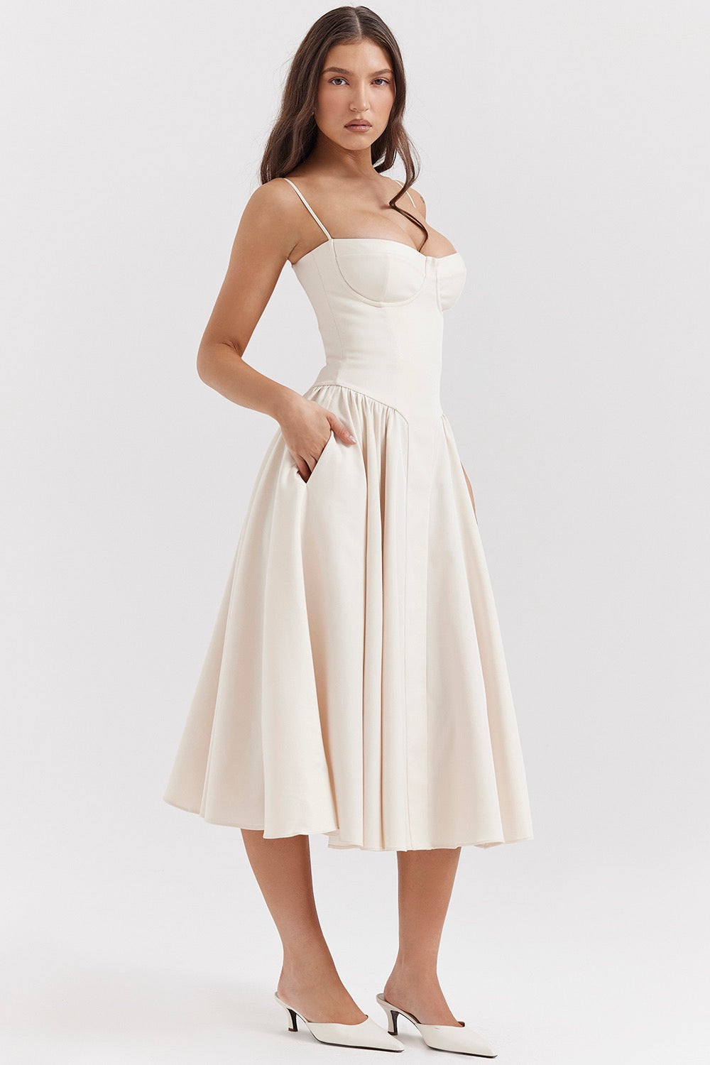 Liana | Women's fitted corset midi dress 1