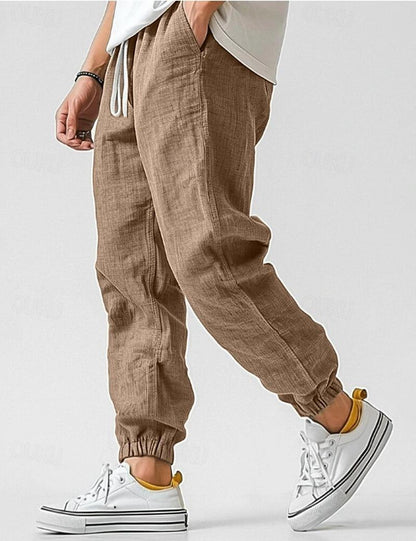 Linen Relaxed Fit Jogger Trousers for Men 1
