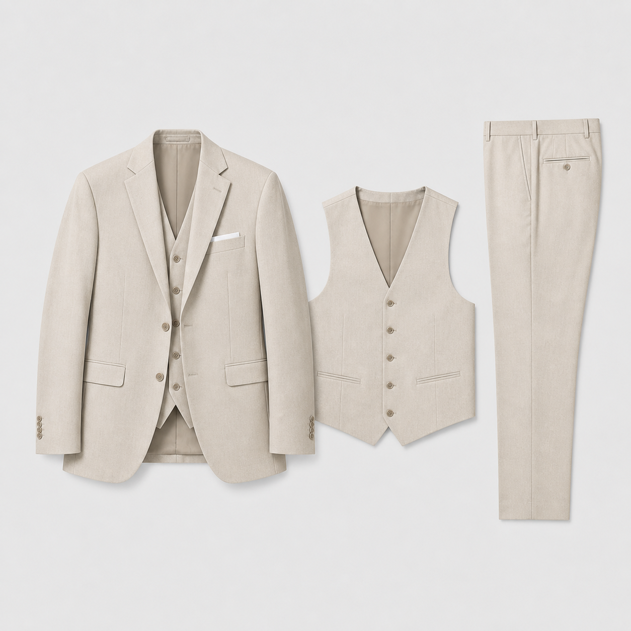 Linen Three-Piece Suit with Waistcoat for Men 1