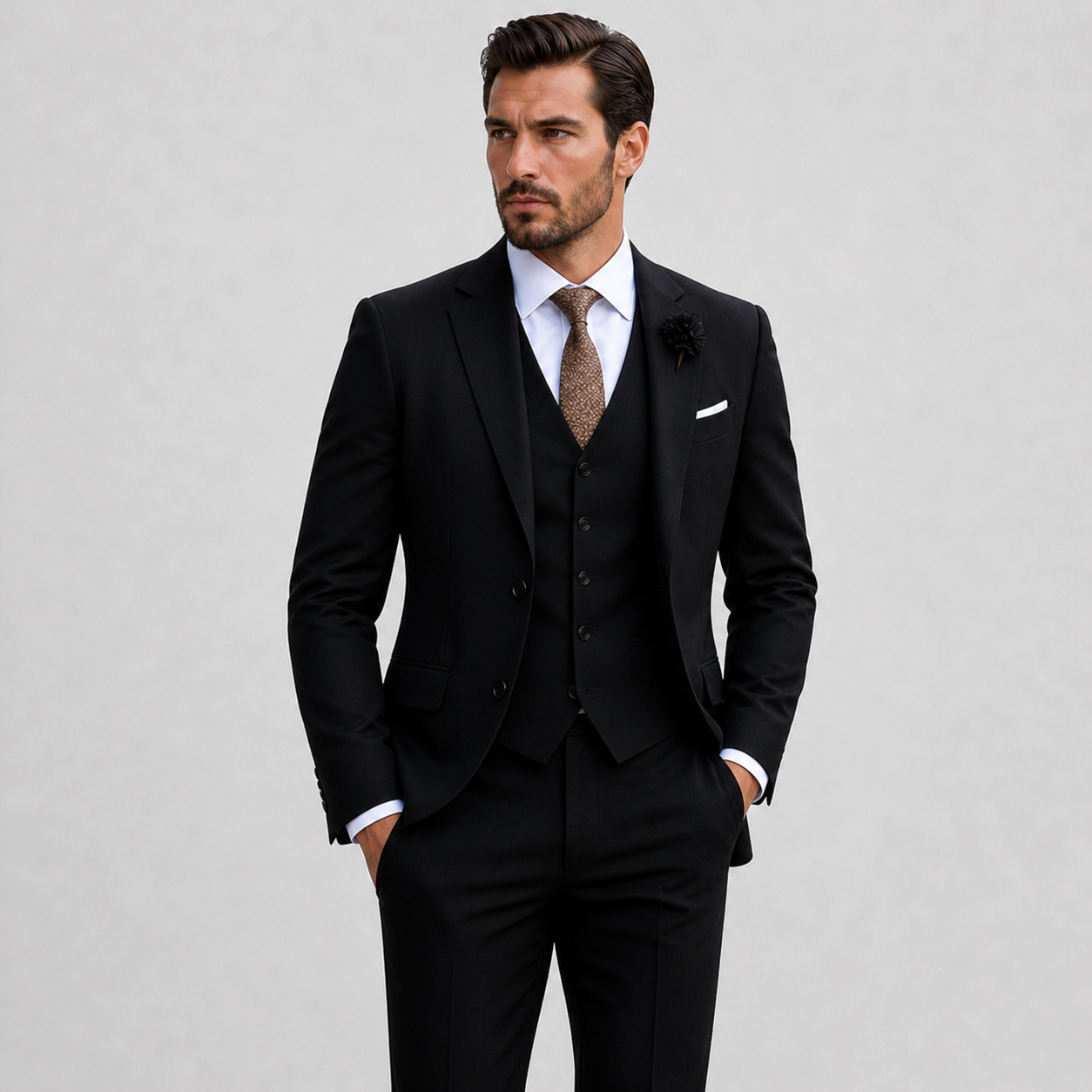 Linen Three-Piece Suit with Waistcoat for Men 4