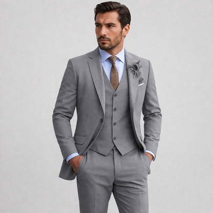 Linen Three-Piece Suit with Waistcoat for Men 5