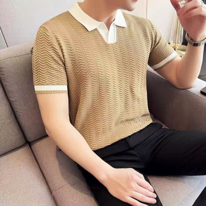 Men's Striped Short Sleeve Polo Shirt 2