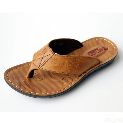 Men's Summer Sandals in Durable Leather – Comfortable Casual Flip-Flops 0