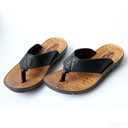 Men's Summer Sandals in Durable Leather – Comfortable Casual Flip-Flops 1