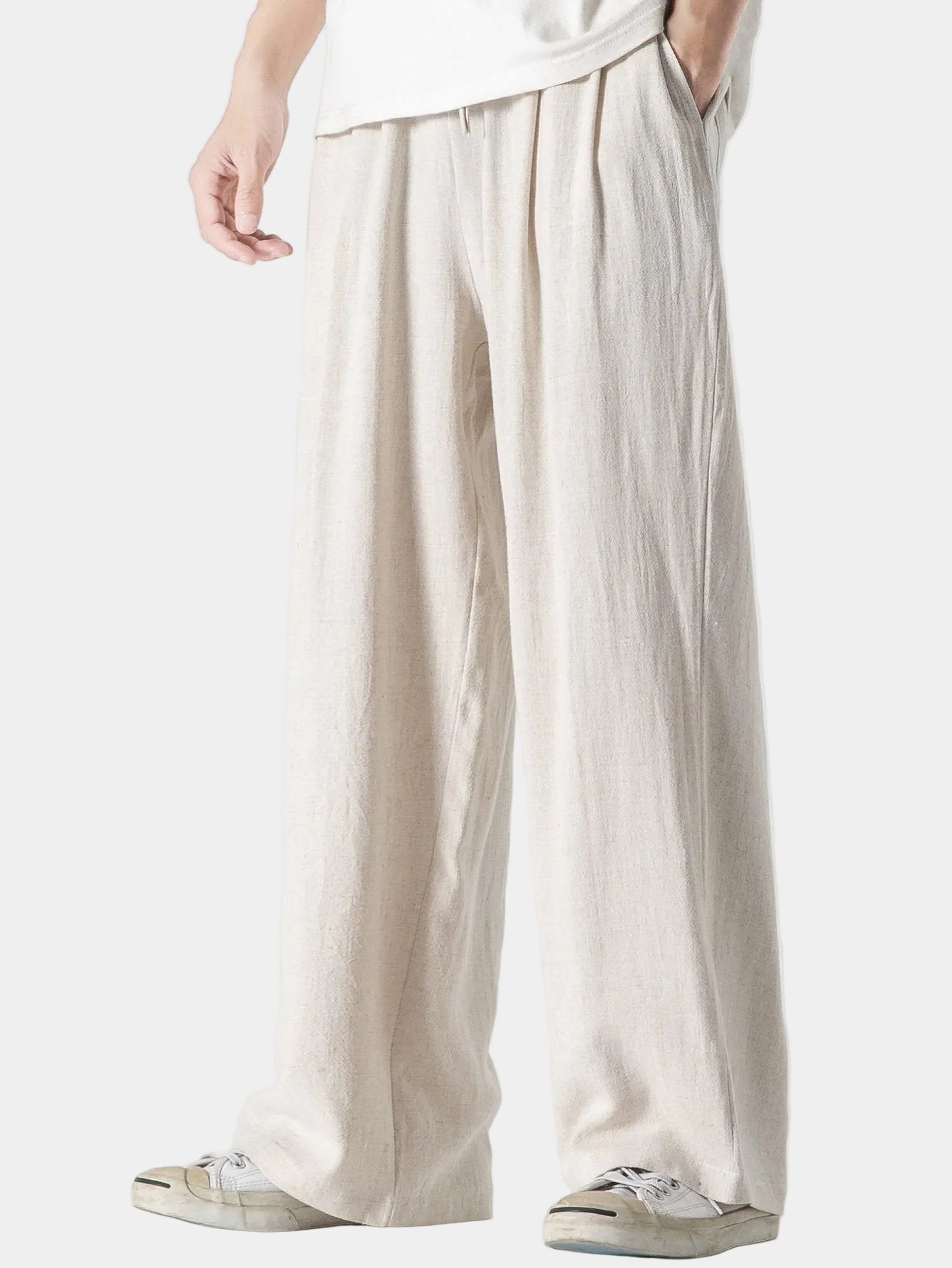 Men's trousers with a wide cut, elasticated waistband and drawstring 0