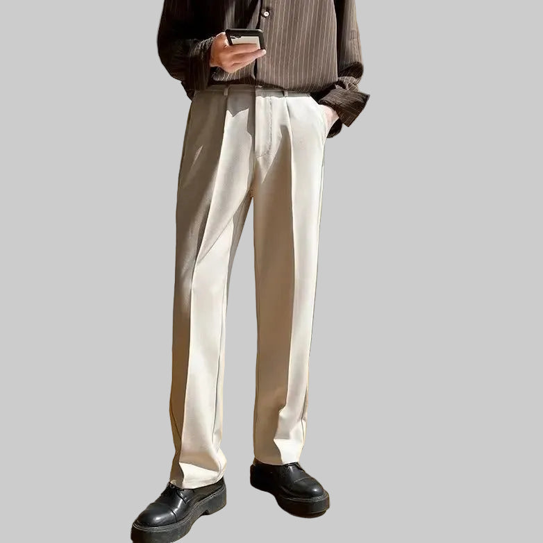 Men's trousers with pleats, belt loops and straight leg 1