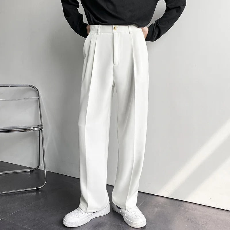 Men's trousers with pleats, belt loops and straight leg 2