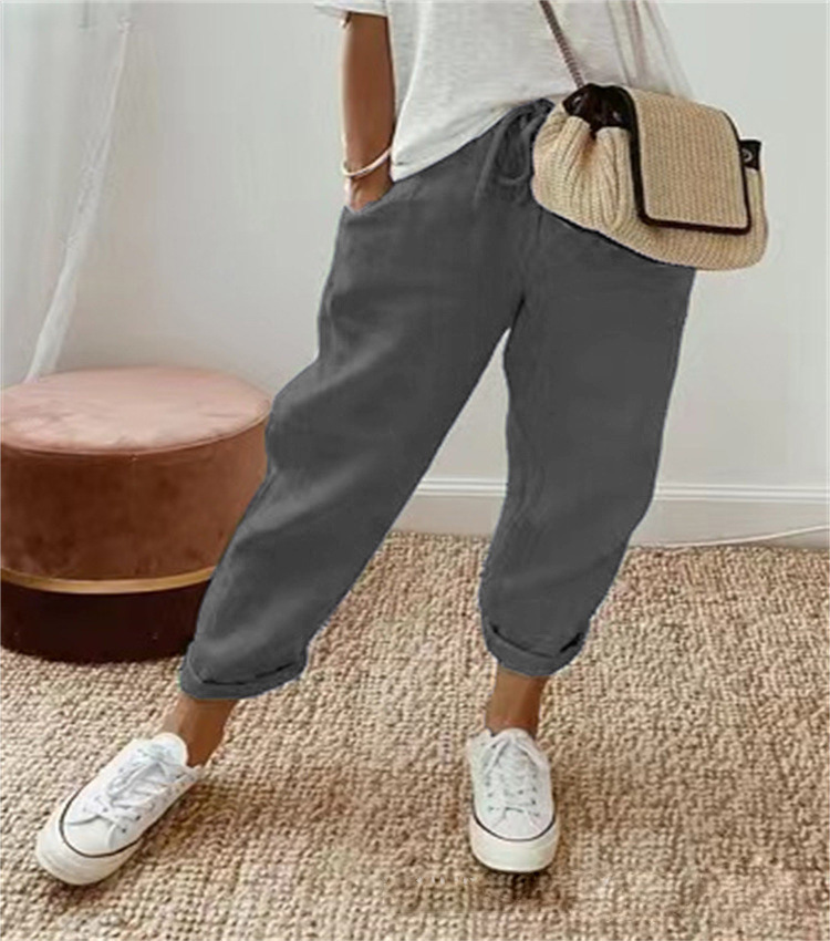 Women's Relaxed Linen Pants with Drawstring Waist