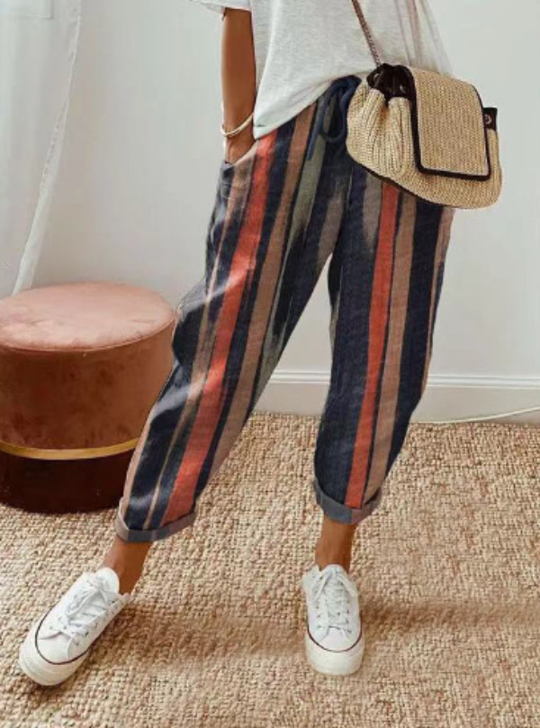 Women's Relaxed Linen Pants with Drawstring Waist