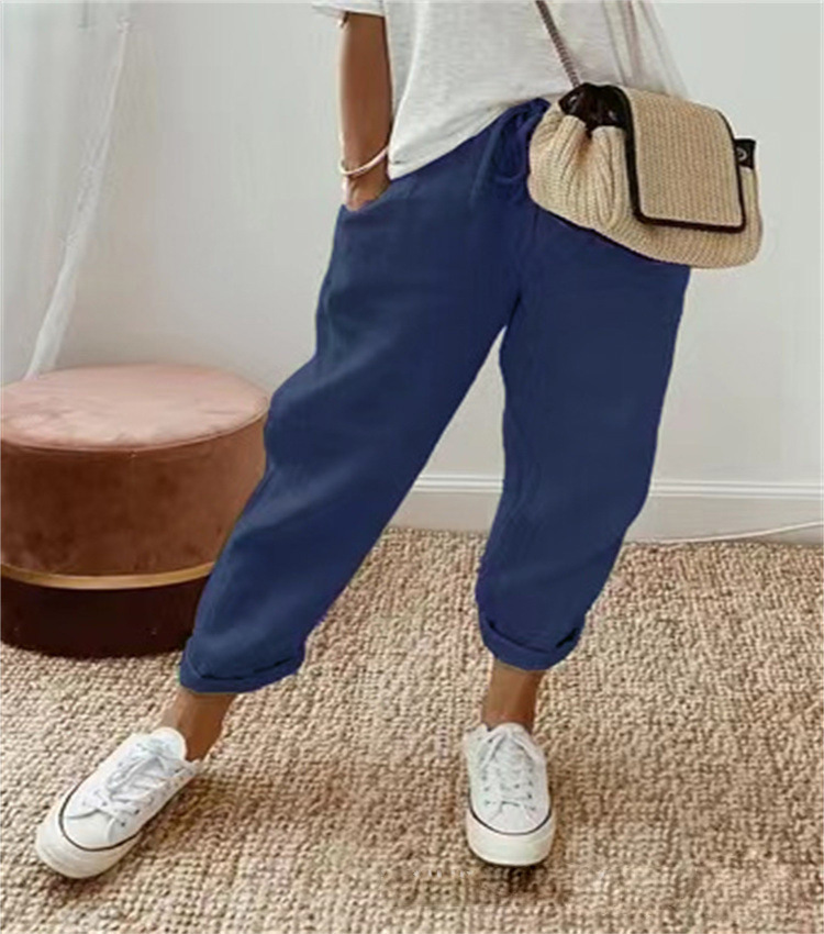 Women's Relaxed Linen Pants with Drawstring Waist