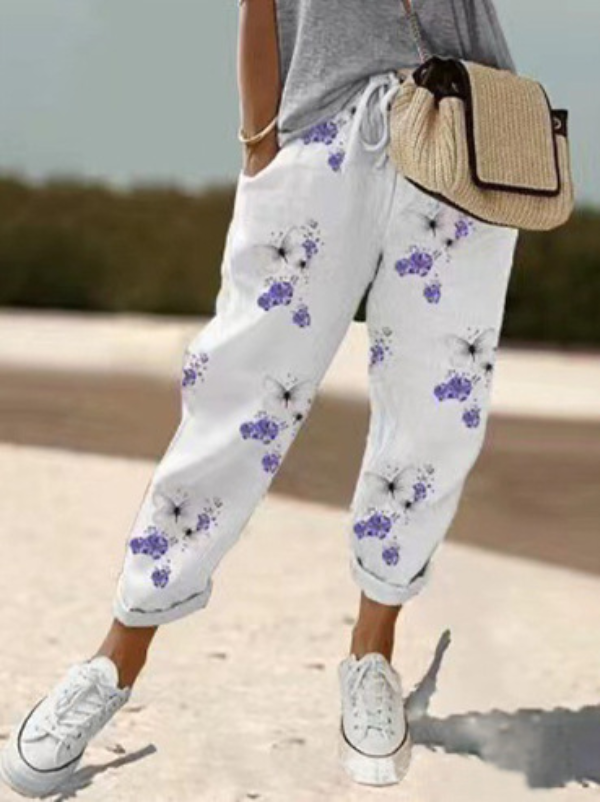 Women's Relaxed Linen Pants with Drawstring Waist