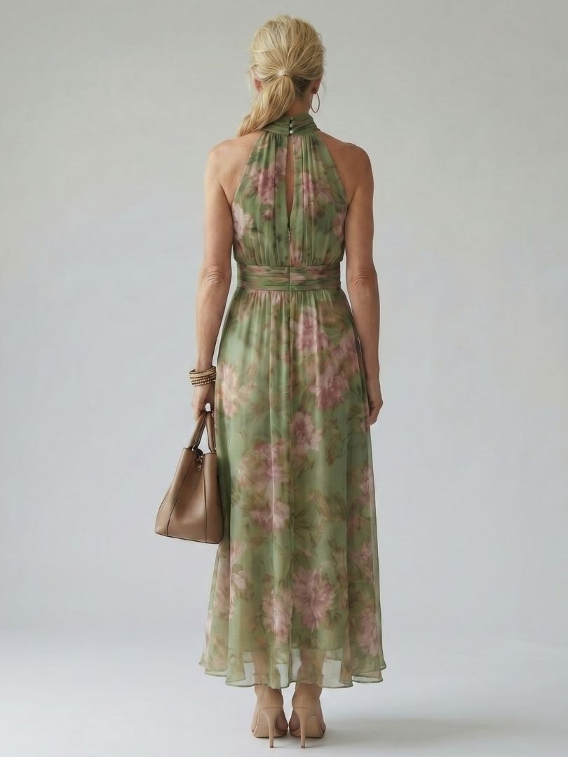 Mirelle Midi Dress | Lightweight Floral, Sleeveless Halter Neckline 3