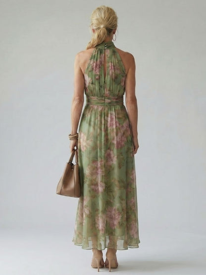 Mirelle Midi Dress | Lightweight Floral, Sleeveless Halter Neckline 3