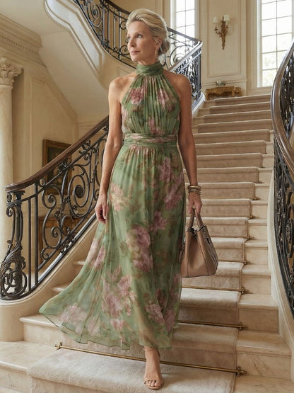 Mirelle Midi Dress | Lightweight Floral, Sleeveless Halter Neckline 5