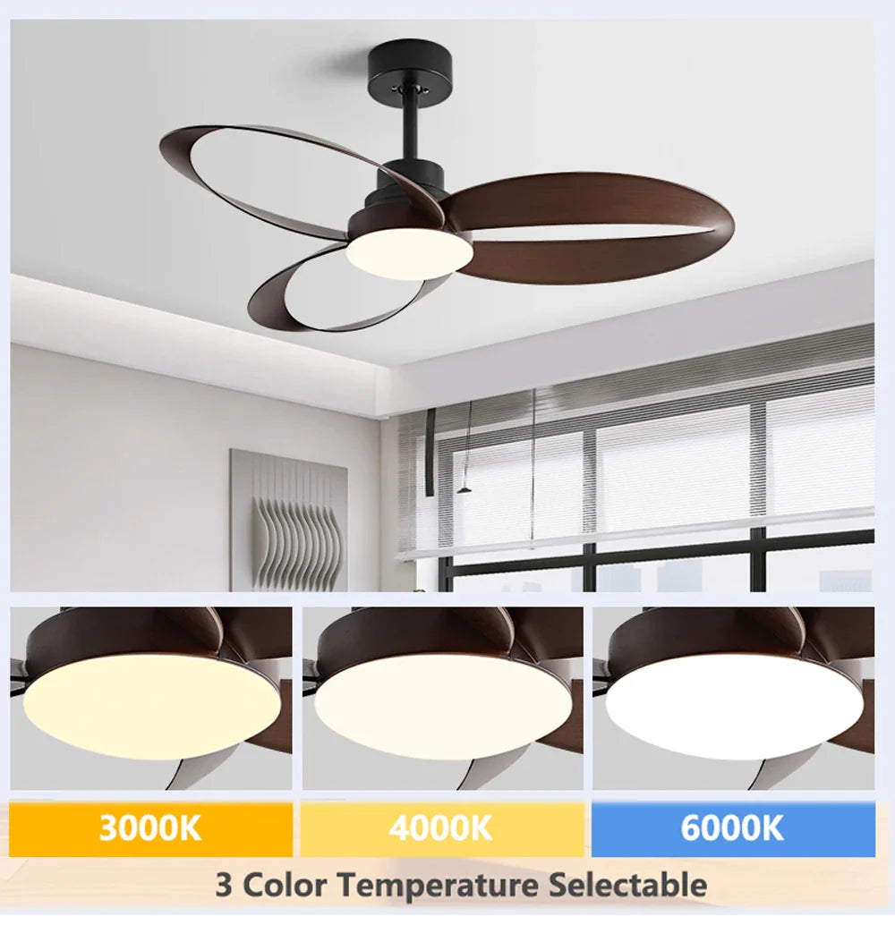 Modern ceiling fan – Wooden blades, dimmable LED lighting for the living room or bedroom 5