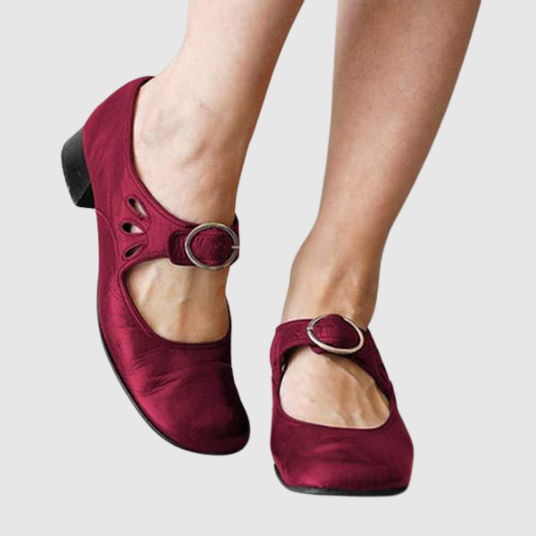 Women's Leather Mary Jane Shoes with Adjustable Strap