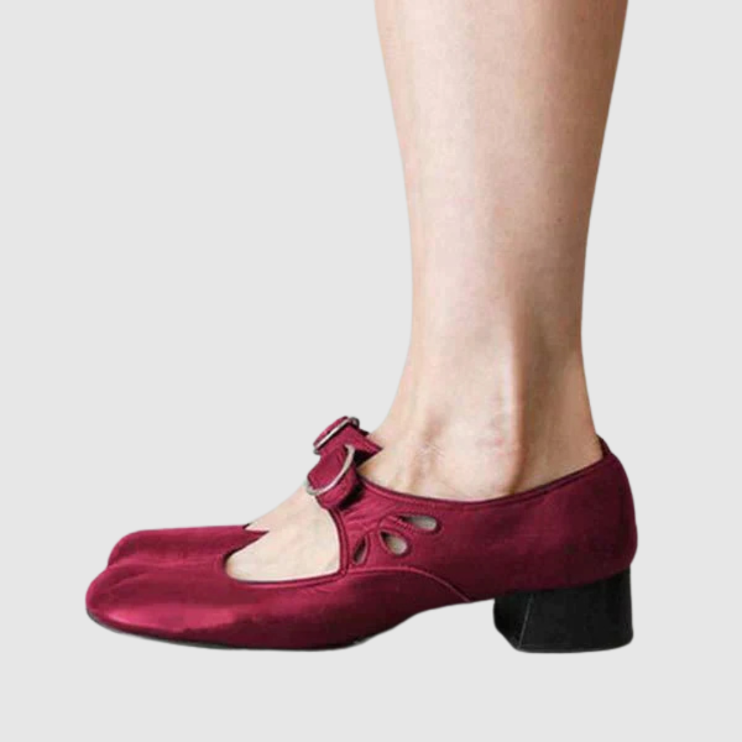 Women's Leather Mary Jane Shoes with Adjustable Strap